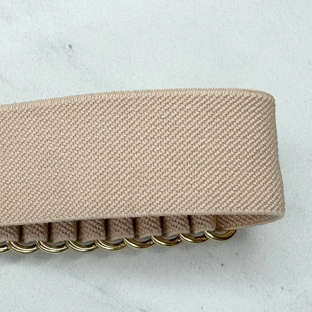Dusty Pink Woven Stretch Cinch Belt Gold Hardware Small (S) ✨
